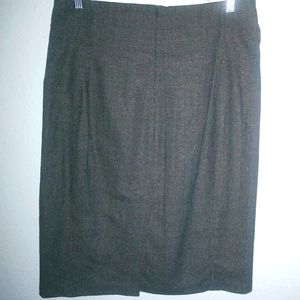 Benetton S Wool Plaid Pencil Skirt Workwear in Brown Black